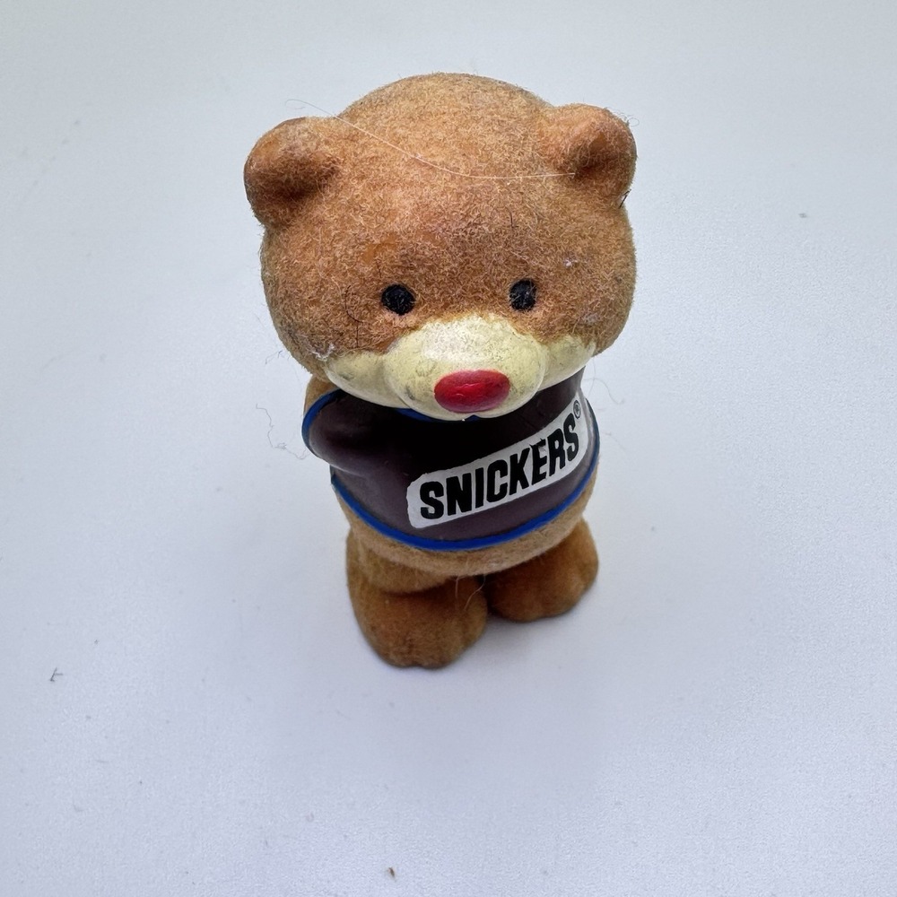 Vintage Snickers Flocked Bear Figure Toy Promo Candy Mascot‎ Rare Collectible